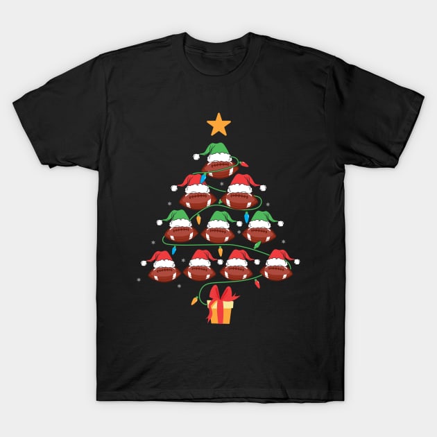 Xmas Tree Decorations Football Christmas T-Shirt by MZeeDesigns